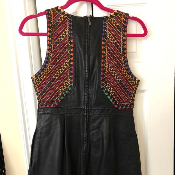 Free People Faux Leather Embroidered Dress - Picture 3 of 11